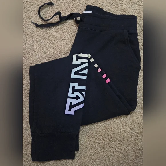 PINK Victoria's Secret Rainbow Spellout Joggers Sweatpants - Picture 1 of 5